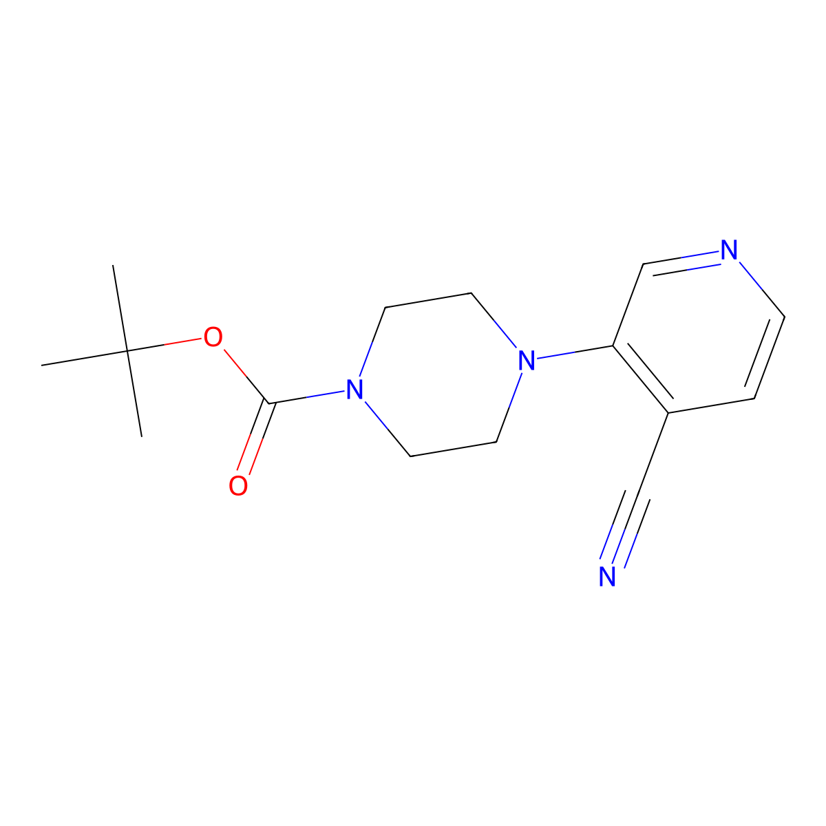 Tert-butyl 4-(4-cyanopyridin-3-yl)piperazine-1-carboxylate molecular structure, CAS 1638137-75-3