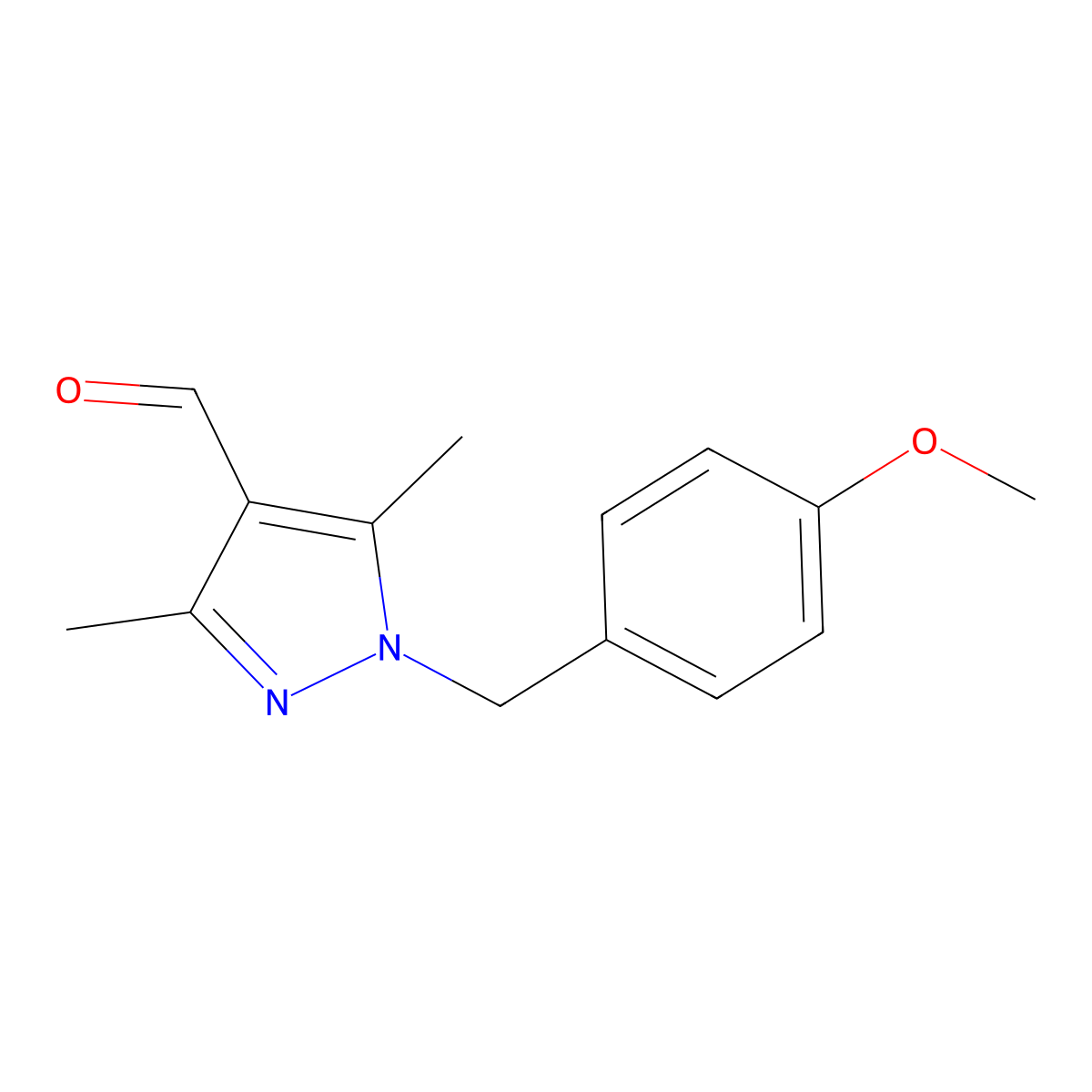 1-[(4-methoxyphenyl)methyl]-3,5-dimethyl-1H-pyrazole-4-carbaldehyde molecular structure, CAS 163814-56-0