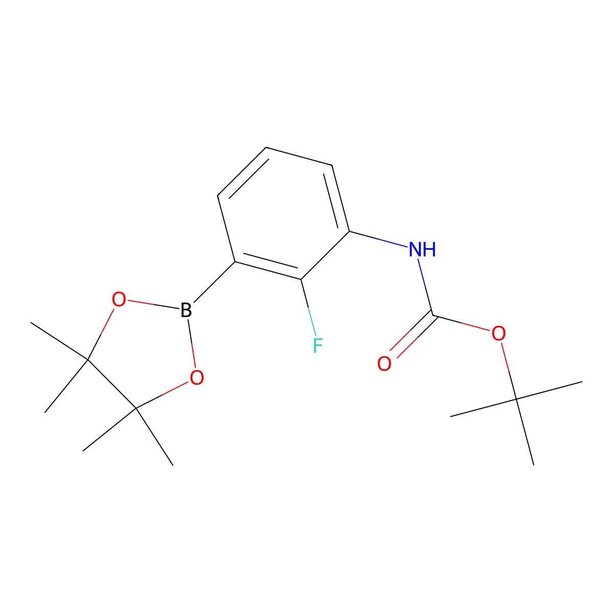 tert-Butyl (2-fluoro-3-(4,4,5,5-tetramethyl-1,3,2-dioxaborolan-2-yl)phenyl)carbamate molecular structure, CAS 1638140-93-8