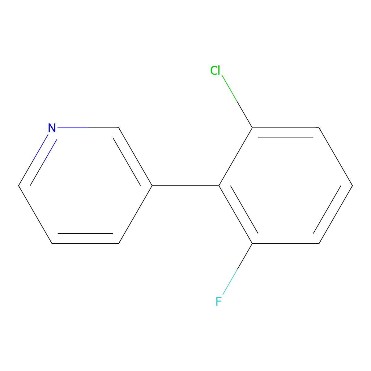 3-(2-Chloro-6-fluorophenyl)pyridine molecular structure, CAS 1638159-31-5
