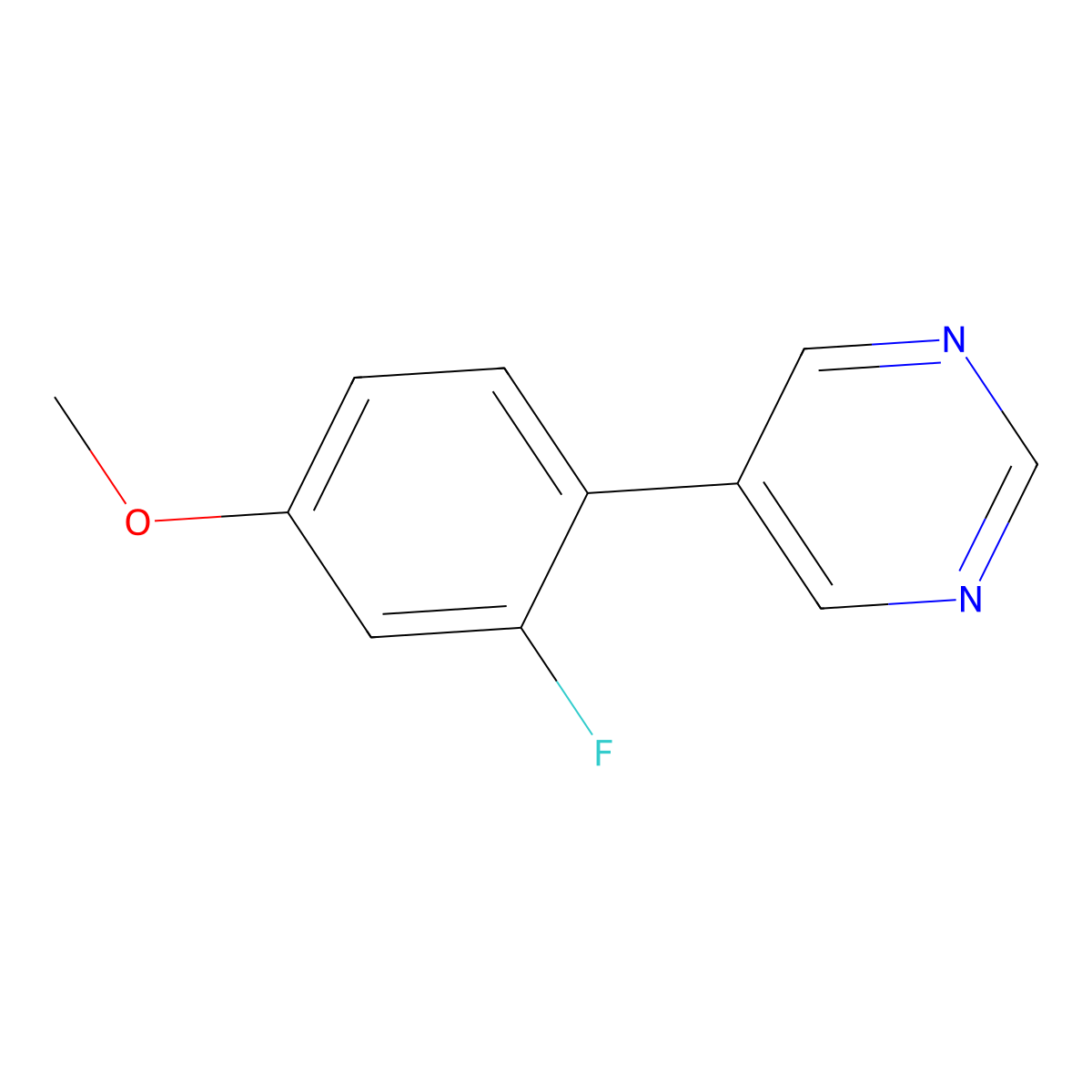 5-(2-Fluoro-4-methoxyphenyl)pyrimidine molecular structure, CAS 1638159-60-0