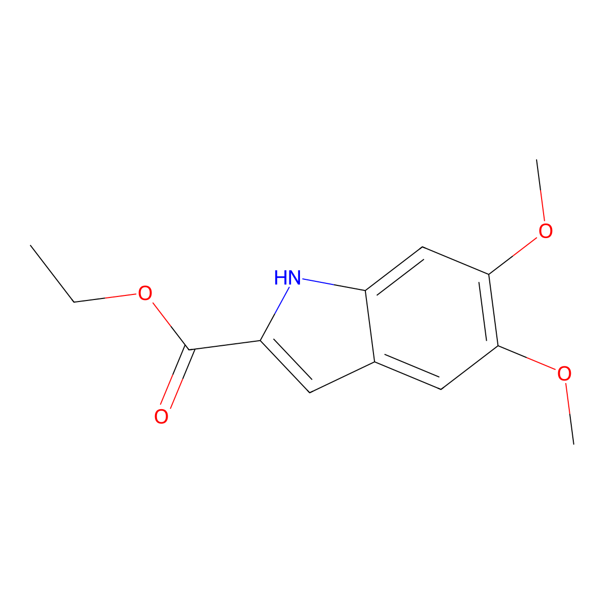 Ethyl 5,6-dimethoxy-1H-indole-2-carboxylate molecular structure, CAS 16382-18-6