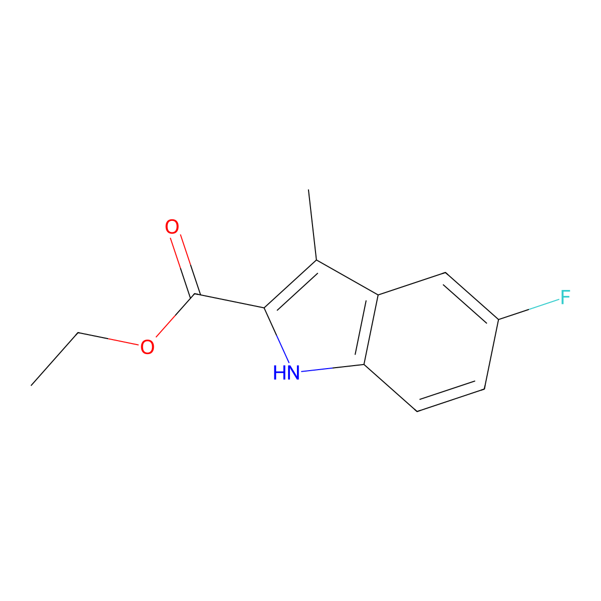ethyl 5-fluoro-3-methyl-1H-indole-2-carboxylate molecular structure, CAS 16382-19-7