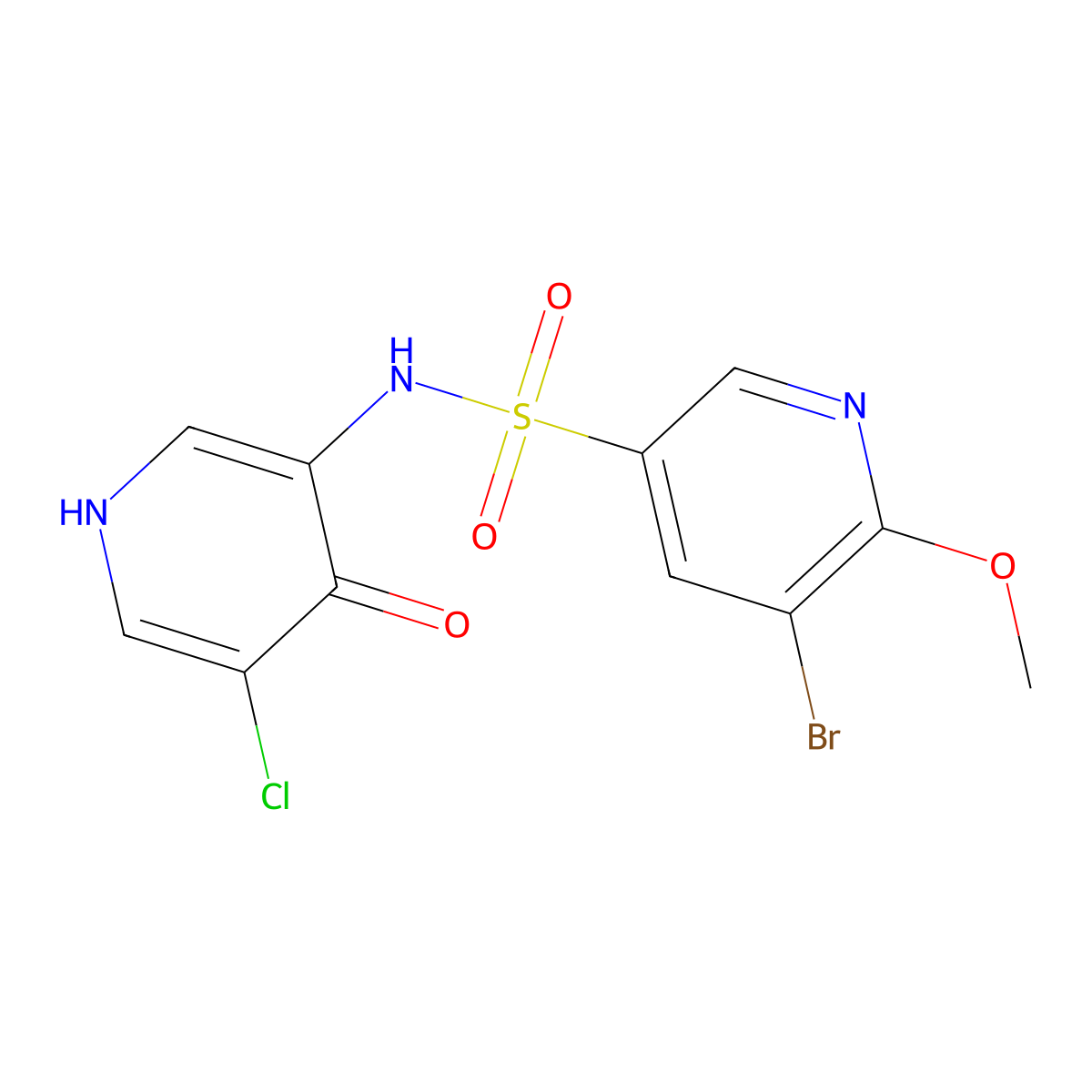 5-bromo-N-(5-chloro-4-hydroxypyridin-3-yl)-6-methoxypyridine-3-sulfonamide molecular structure, CAS 1638200-22-2
