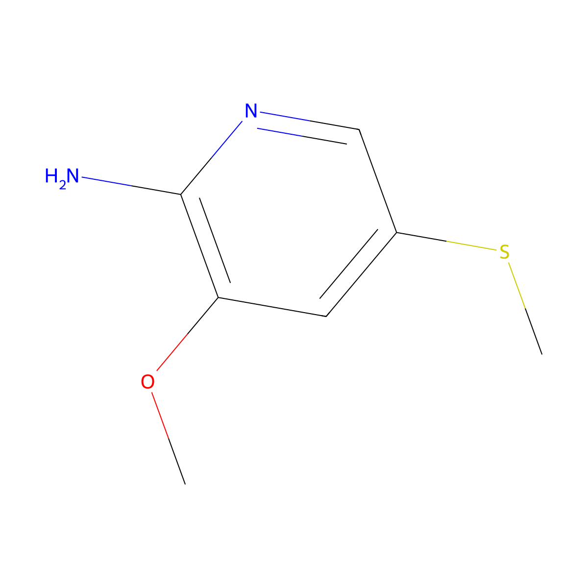 3-Methoxy-5-(methylsulfanyl)pyridin-2-amine molecular structure, CAS 1638201-69-0