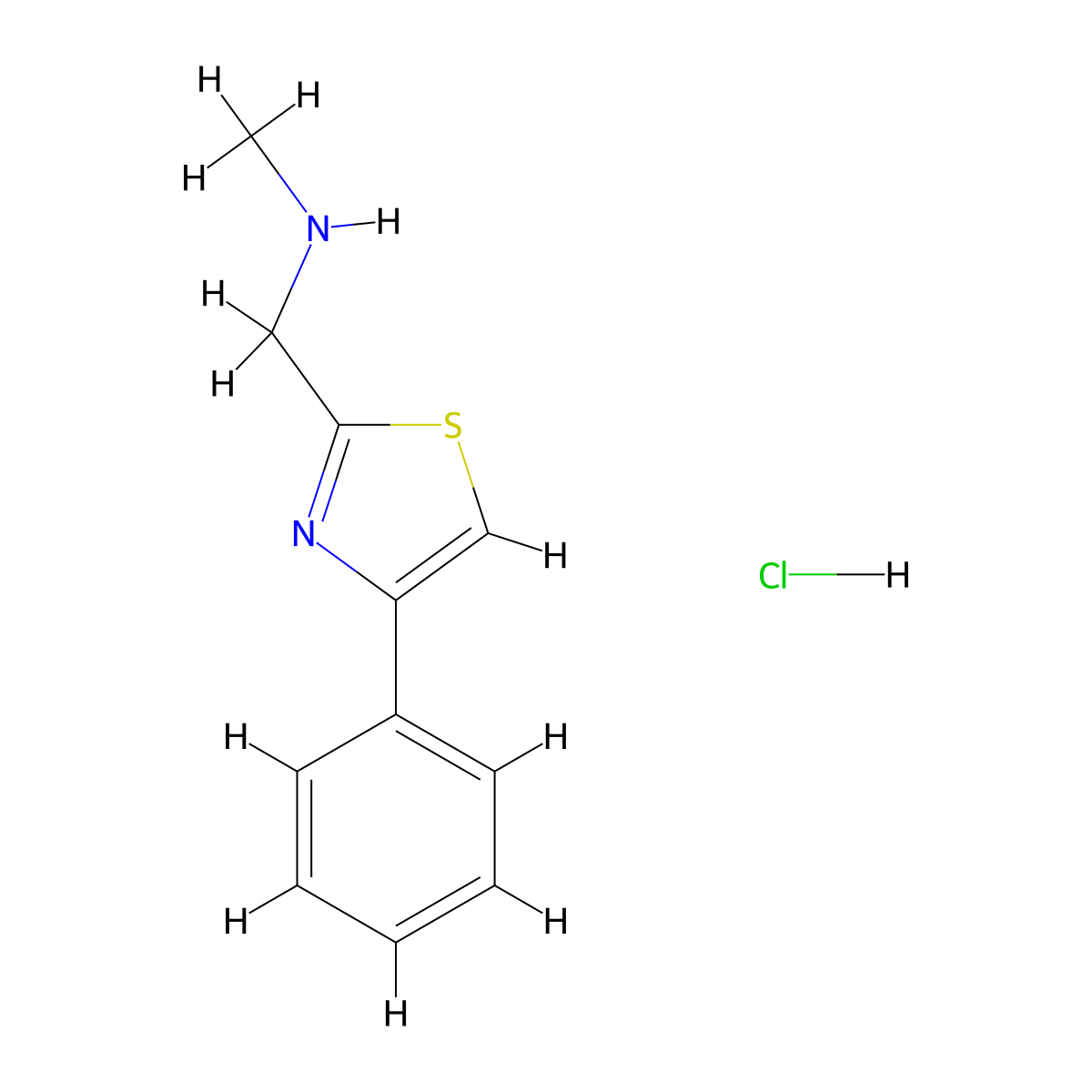 N-Methyl-1-(4-phenylthiazol-2-yl)methanamine hydrochloride molecular structure, CAS 1638221-24-5