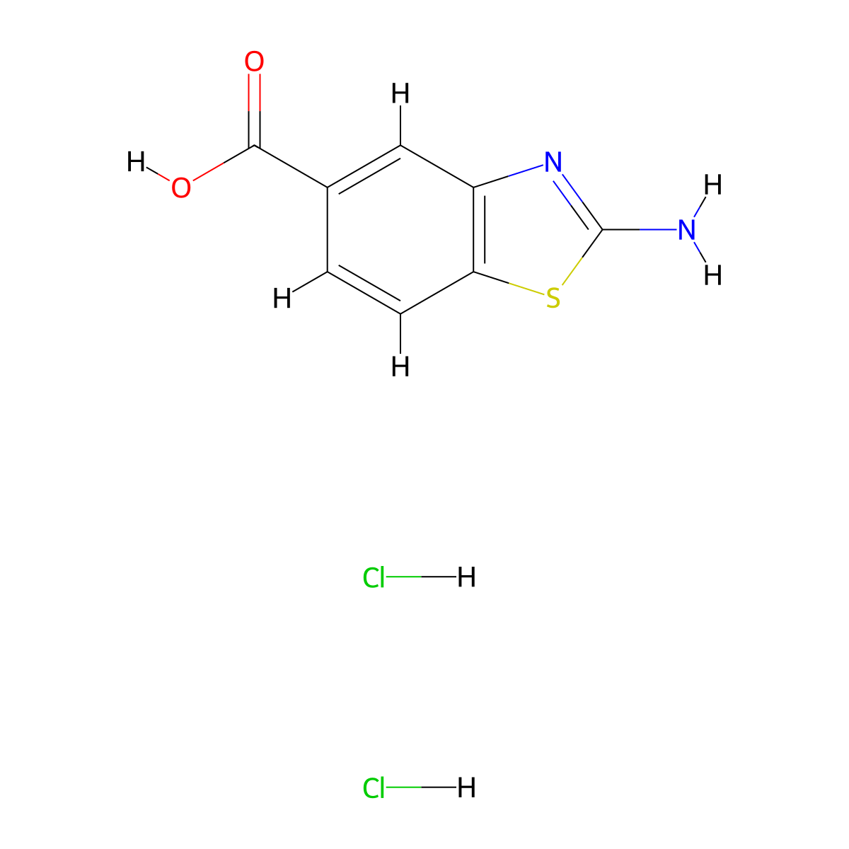 2-Amino-1,3-benzothiazole-5-carboxylic acid dihydrochloride molecular structure, CAS 1638221-42-7