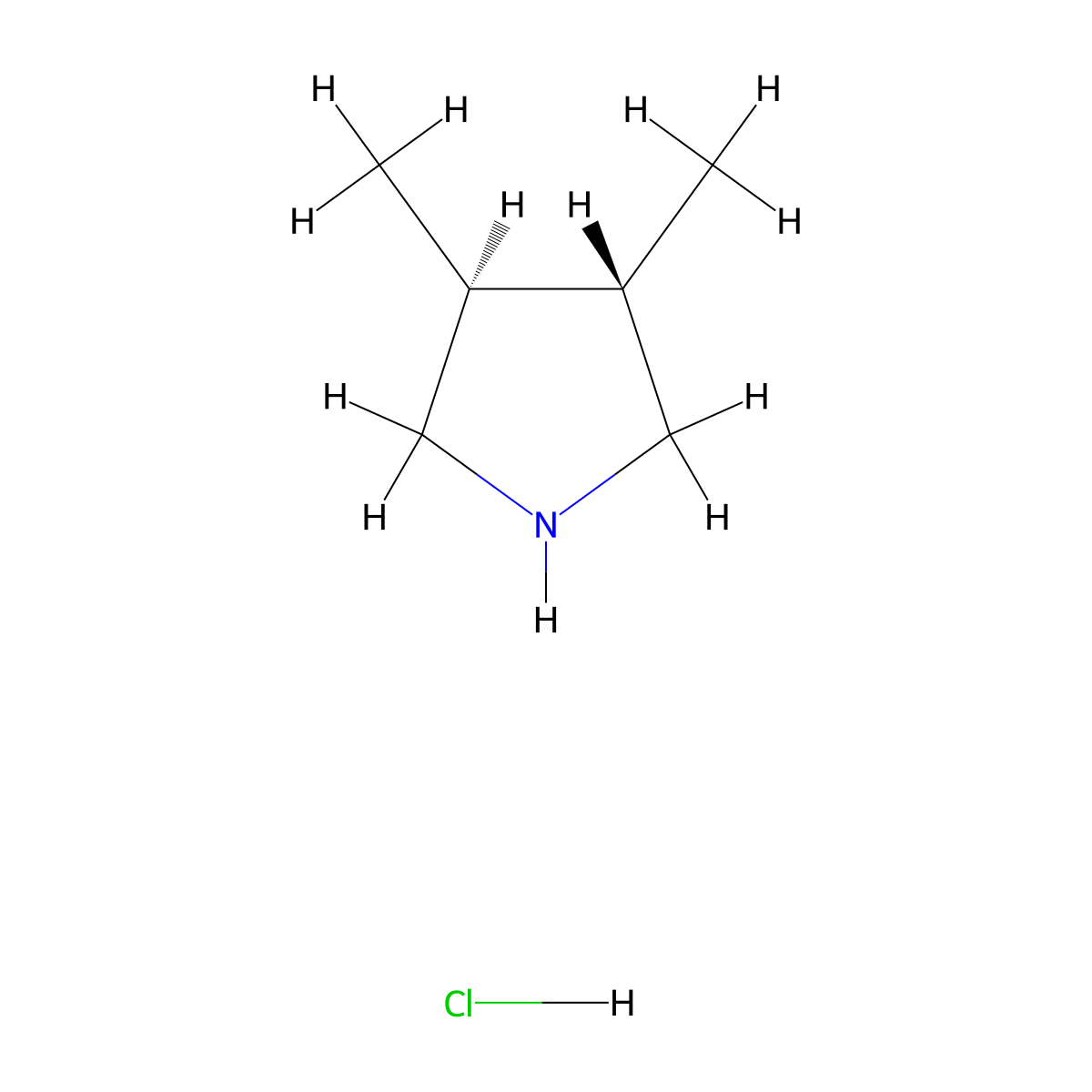 rac-(3R,4R)-3,4-dimethylpyrrolidine hydrochloride molecular structure, CAS 1638221-50-7