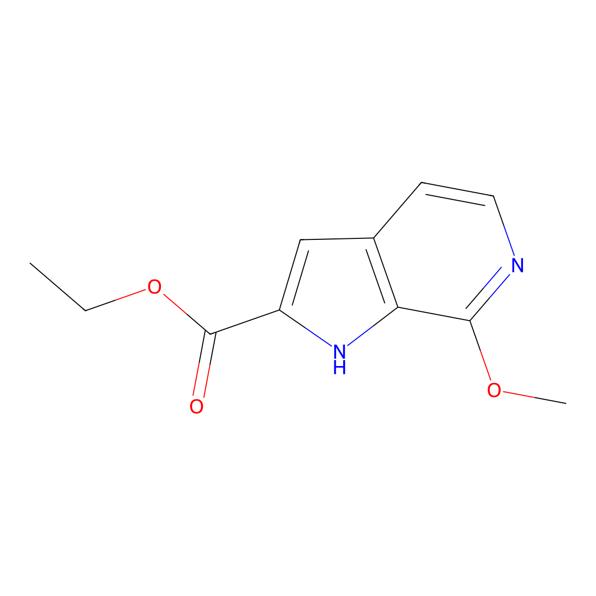 Ethyl 7-methoxy-1H-pyrrolo[2,3-c]pyridine-2-carboxylate molecular structure, CAS 1638253-66-3