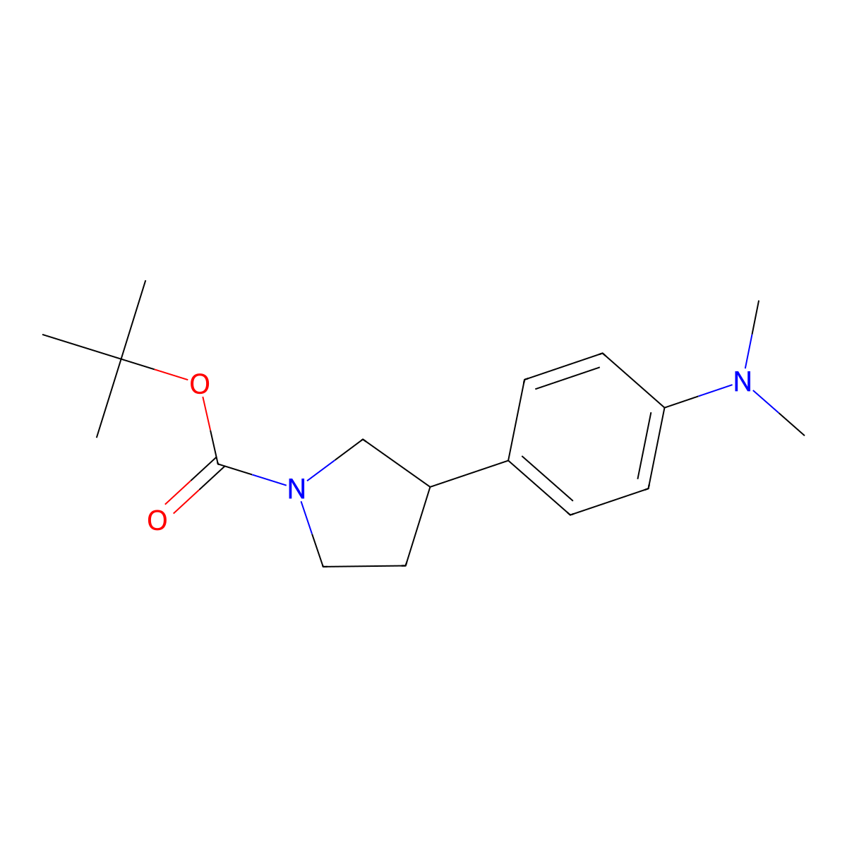 Tert-butyl 3-[4-(dimethylamino)phenyl]pyrrolidine-1-carboxylate molecular structure, CAS 1638255-74-9