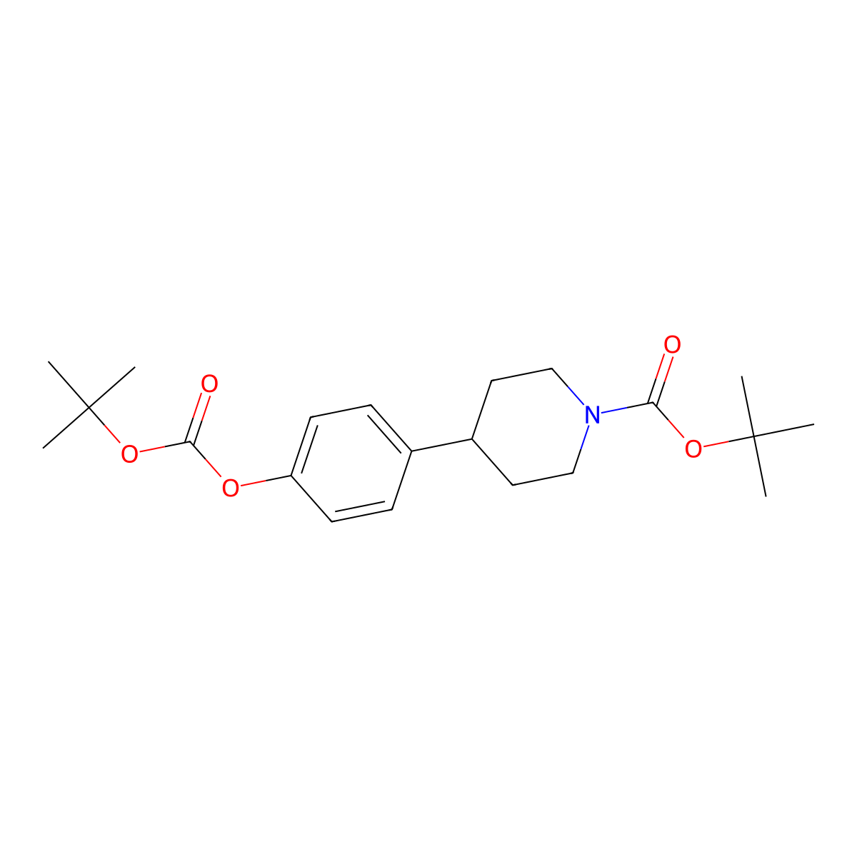 Tert-butyl 4-(4-{[(tert-butoxy)carbonyl]oxy}phenyl)piperidine-1-carboxylate molecular structure, CAS 1638255-78-3
