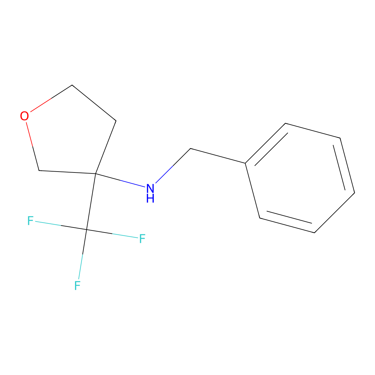 N-benzyl-3-(trifluoromethyl)oxolan-3-amine molecular structure, CAS 1638269-36-9