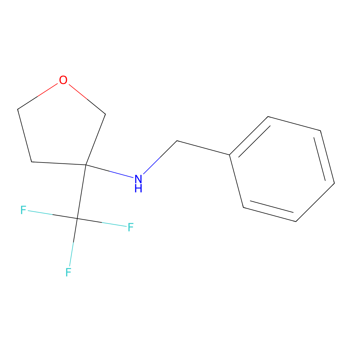 N-benzyl-3-(trifluoromethyl)oxolan-3-amine molecular structure, CAS 1638269-36-9
