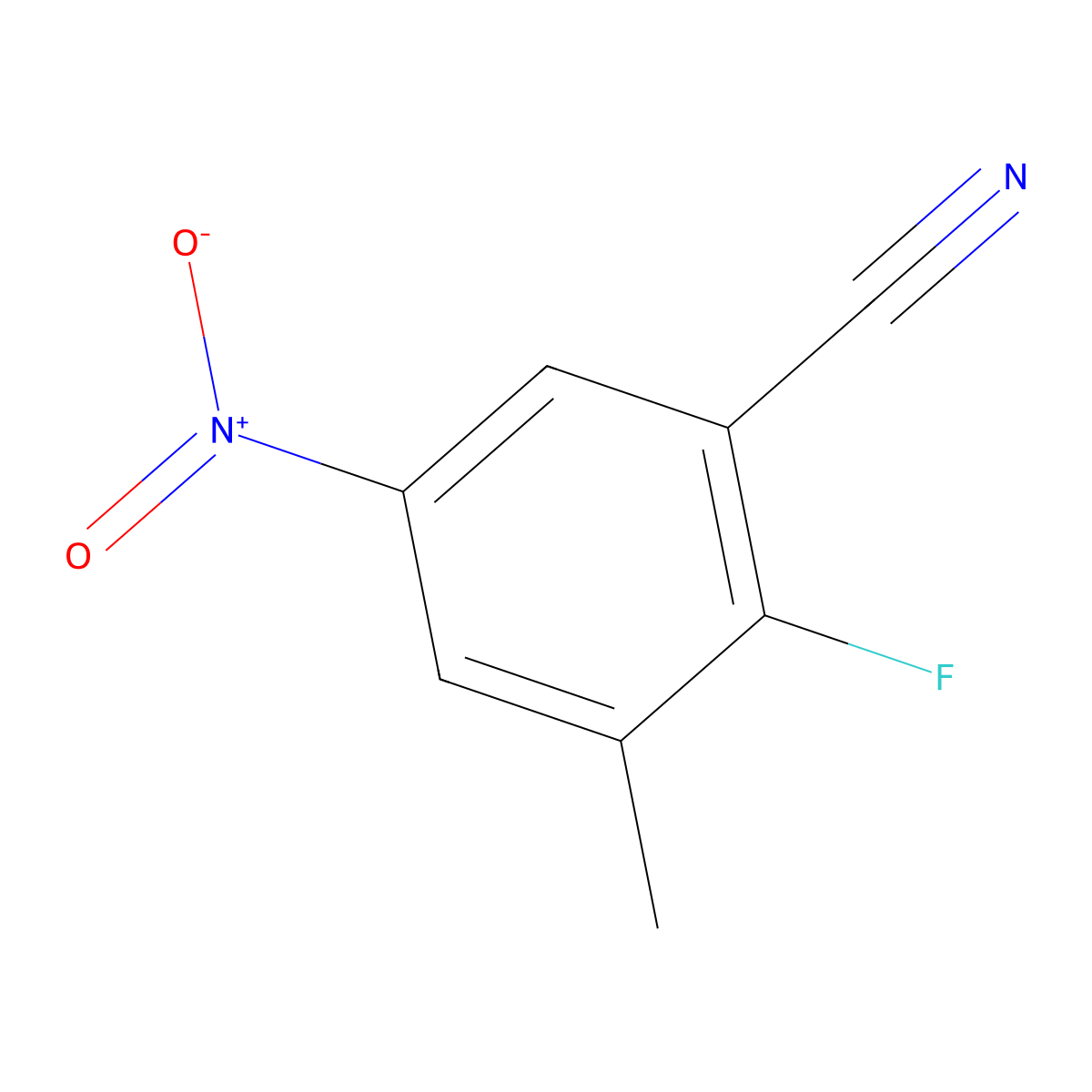 2-Fluoro-3-methyl-5-nitrobenzonitrile molecular structure, CAS 1638269-41-6