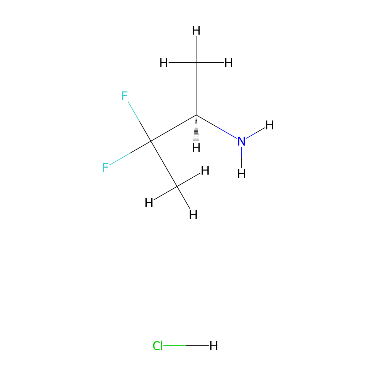 (2R)-3,3-difluorobutan-2-amine hydrochloride molecular structure, CAS 1638269-70-1