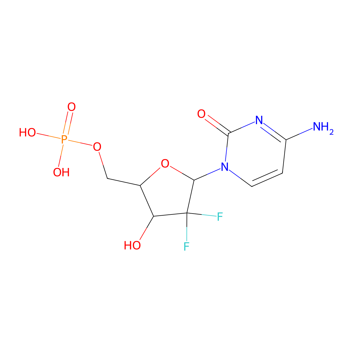 Gemcitabine monophosphate molecular structure, CAS 1638288-31-9