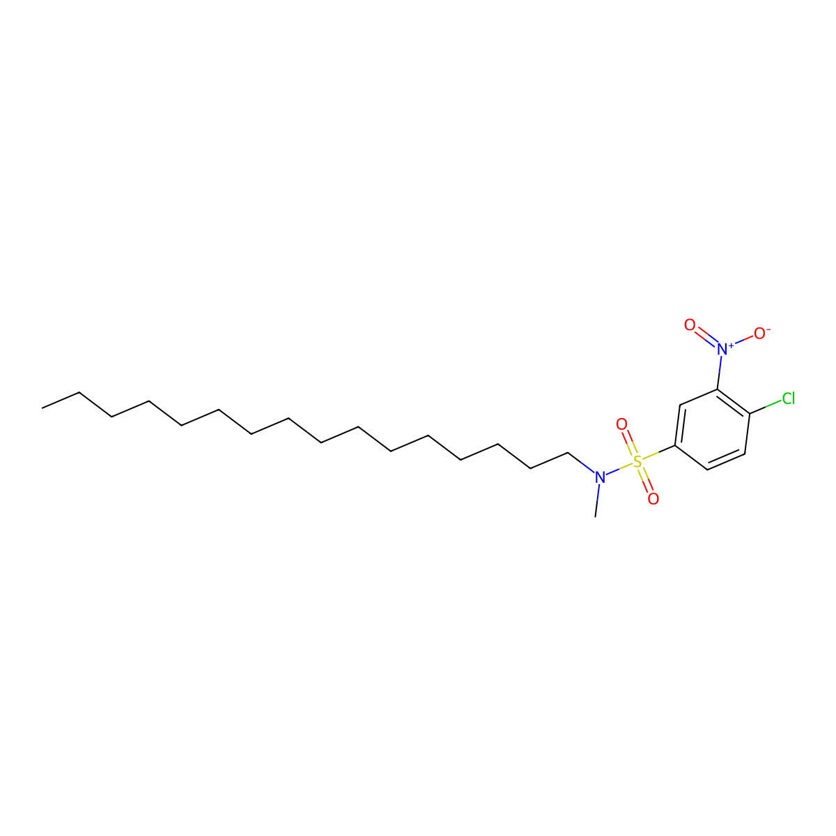 4-chloro-N-hexadecyl-N-methyl-3-nitrobenzenesulfonamide molecular structure, CAS 16383-08-7