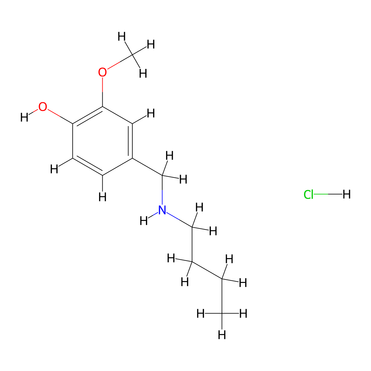 4-[(Butylamino)methyl]-2-methoxyphenol hydrochloride molecular structure, CAS 16383-44-1