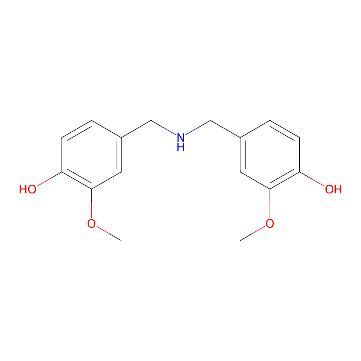4,4'-(Azanediylbis(methylene))bis(2-methoxyphenol) molecular structure, CAS 16383-46-3