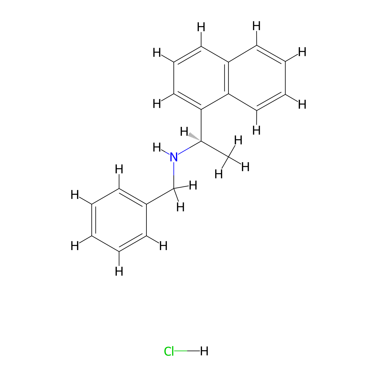 (R)-N-Benzyl-1-(1-naphthyl)ethylamine hydrochloride molecular structure, CAS 163831-65-0