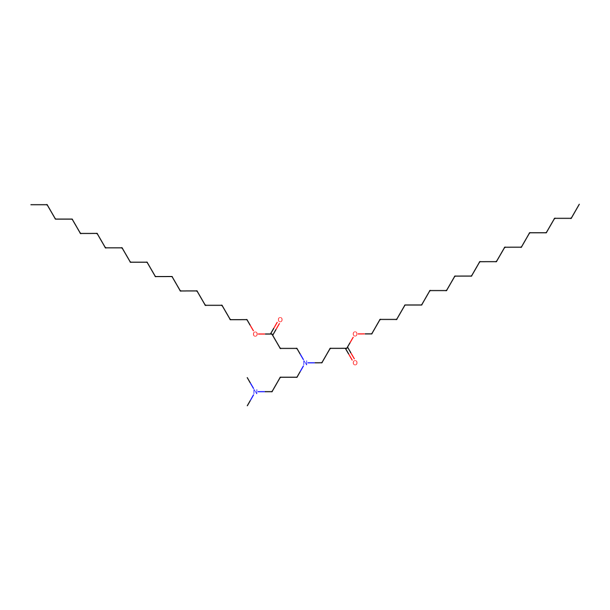 Octadecyl 3-[3-(dimethylamino)propyl-(3-octadecoxy-3-oxopropyl)amino]propanoate molecular structure, CAS 1638334-27-6