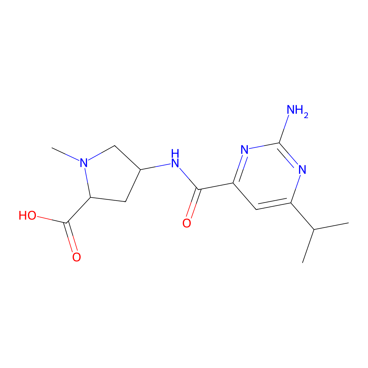 (4S)-4-{[(2-amino-6-isopropylpyrimidin-4-yl)carbonyl]amino}-1-methyl-L-proline molecular structure, CAS 1638335-63-3