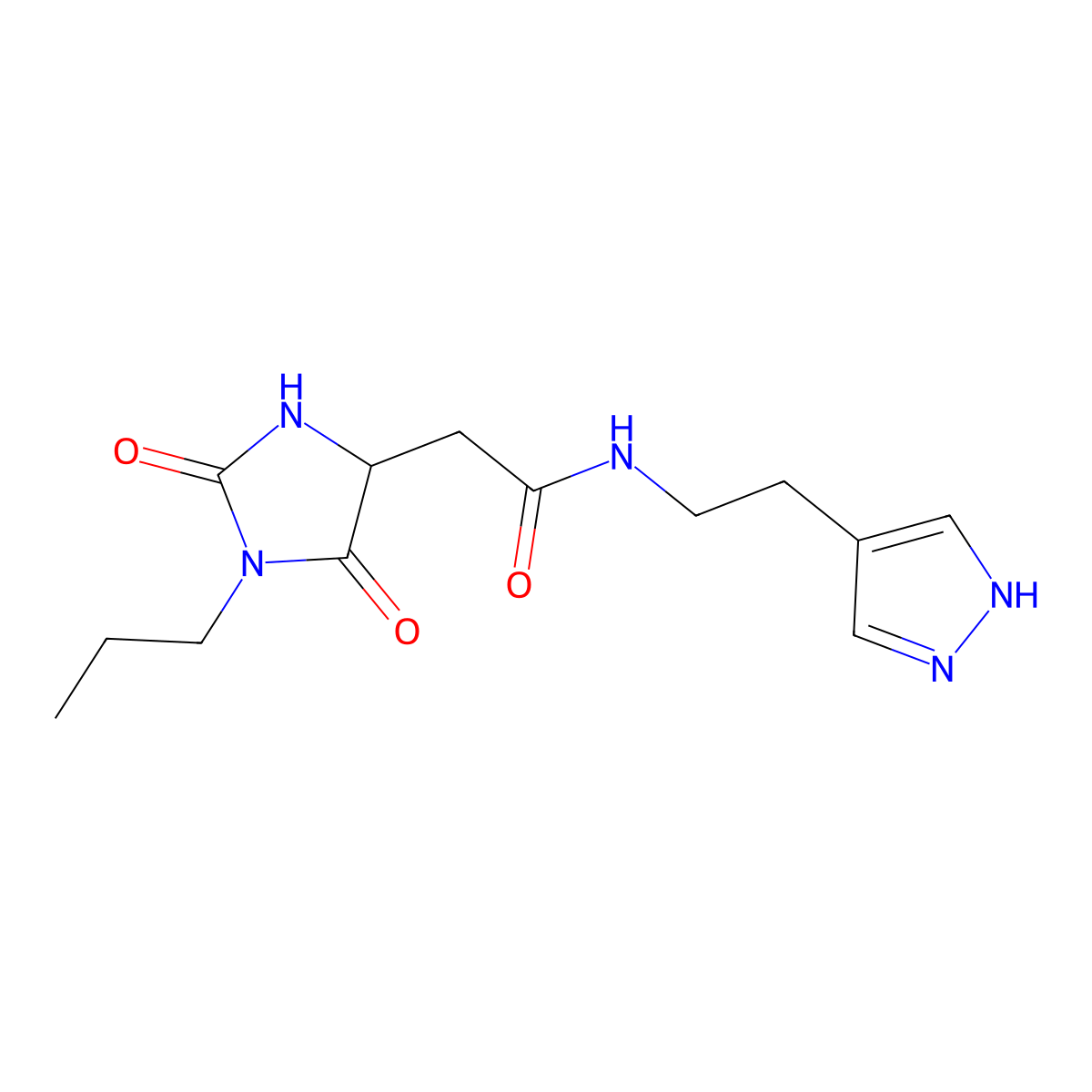 2-(2,5-Dioxo-1-propylimidazolidin-4-YL)-N-[2-(1H-pyrazol-4-YL)ethyl]acetamide molecular structure, CAS 1638351-24-2