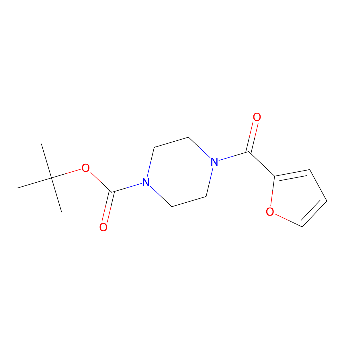 Tert-butyl 4-(2-furoyl)-1-piperazinecarboxylate molecular structure, CAS 163838-98-0