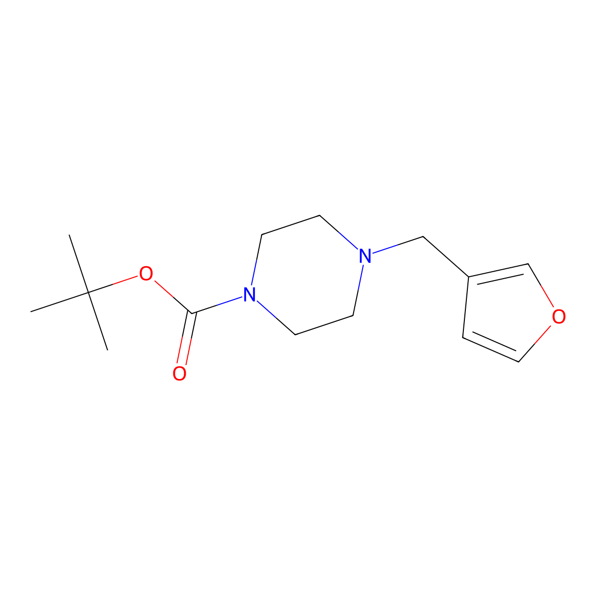 Tert-butyl 4-(furan-3-ylmethyl)piperazine-1-carboxylate molecular structure, CAS 163839-30-3