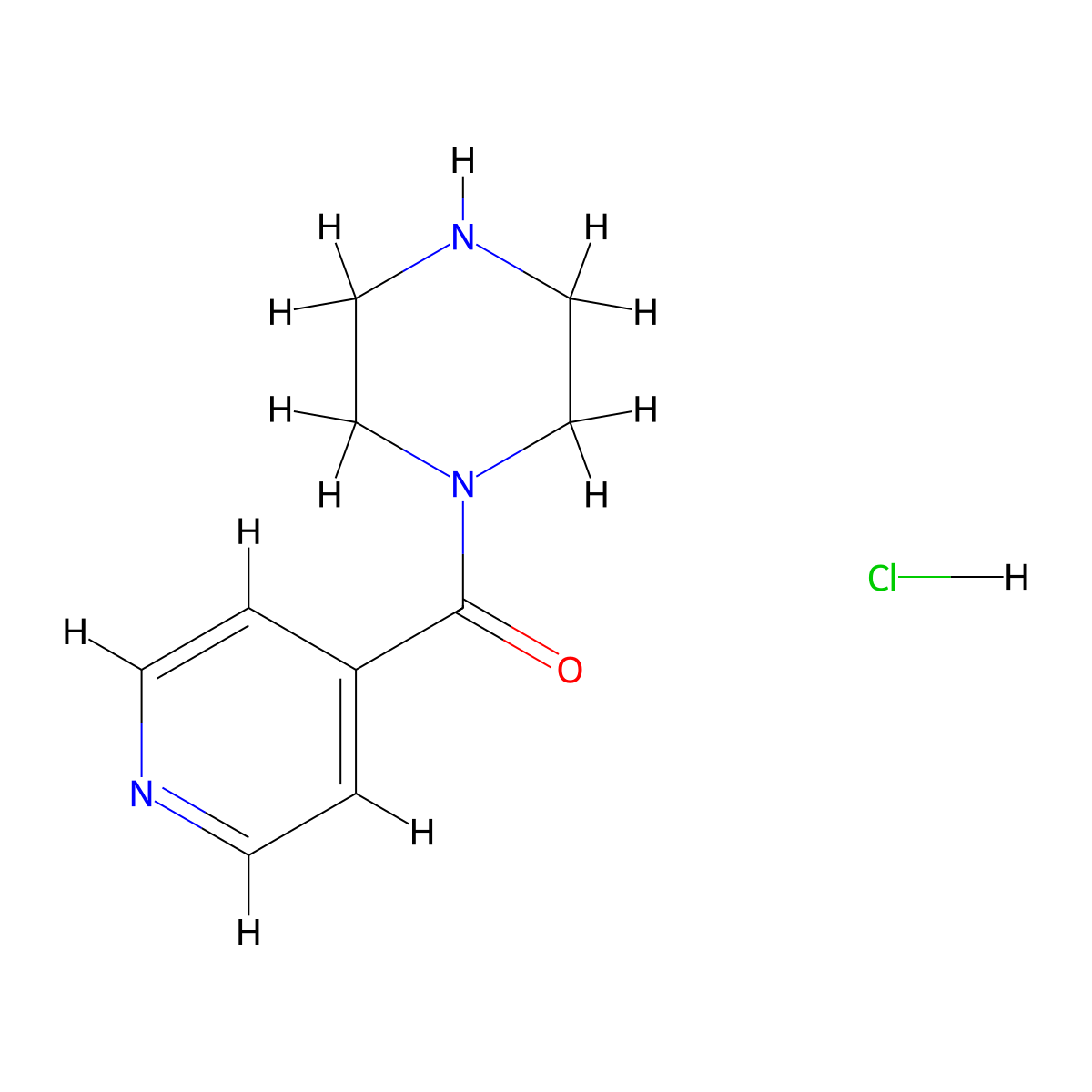 Piperazin-1-yl(pyridin-4-yl)methanone hydrochloride molecular structure, CAS 163839-68-7