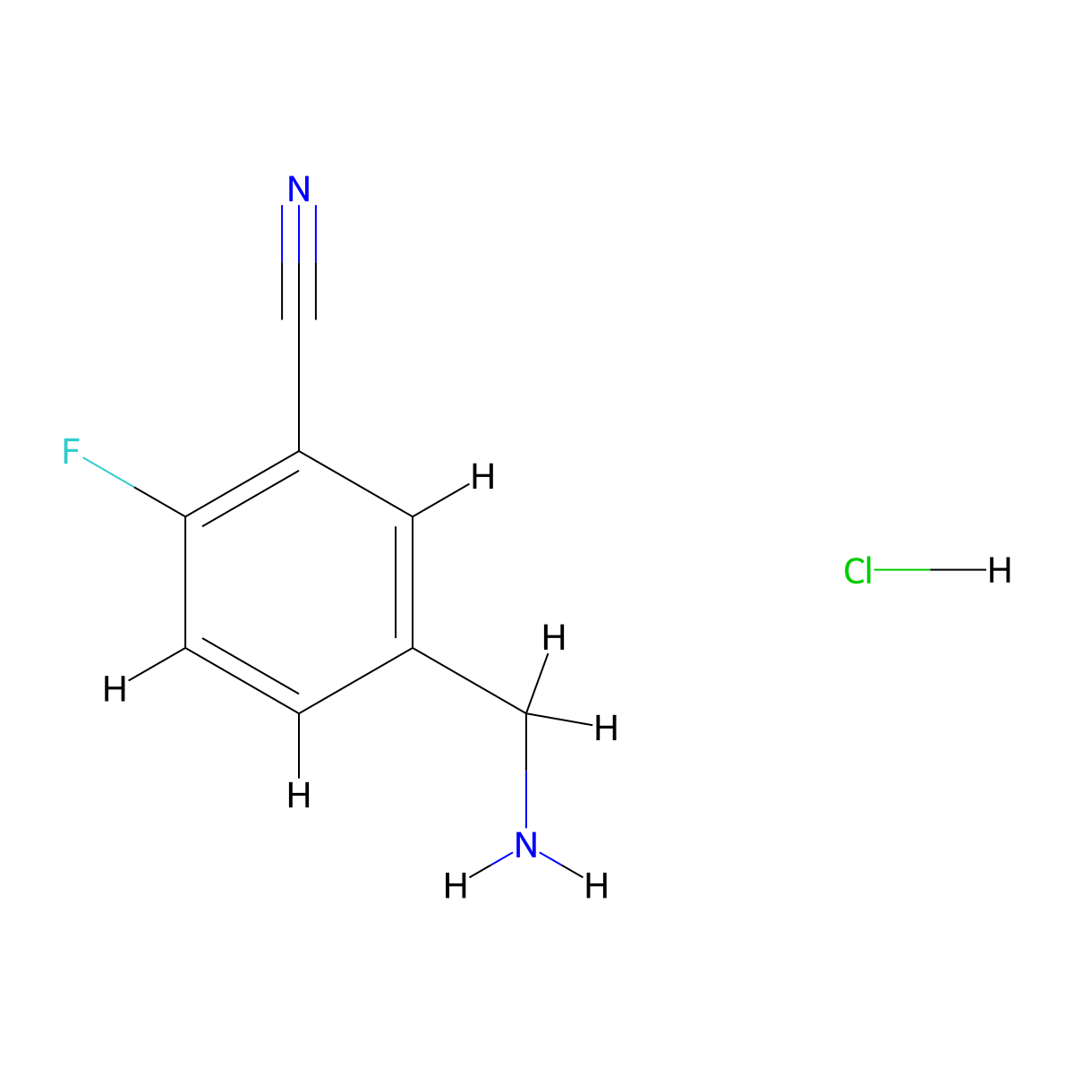 5-(Aminomethyl)-2-fluorobenzonitrile hydrochloride molecular structure, CAS 1638487-42-9