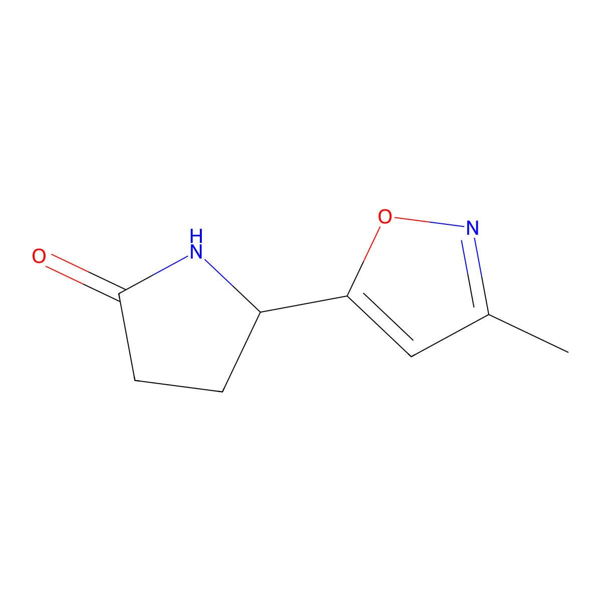 (5S)-5-(3-methyl-1,2-oxazol-5-yl)pyrrolidin-2-one molecular structure, CAS 163849-08-9