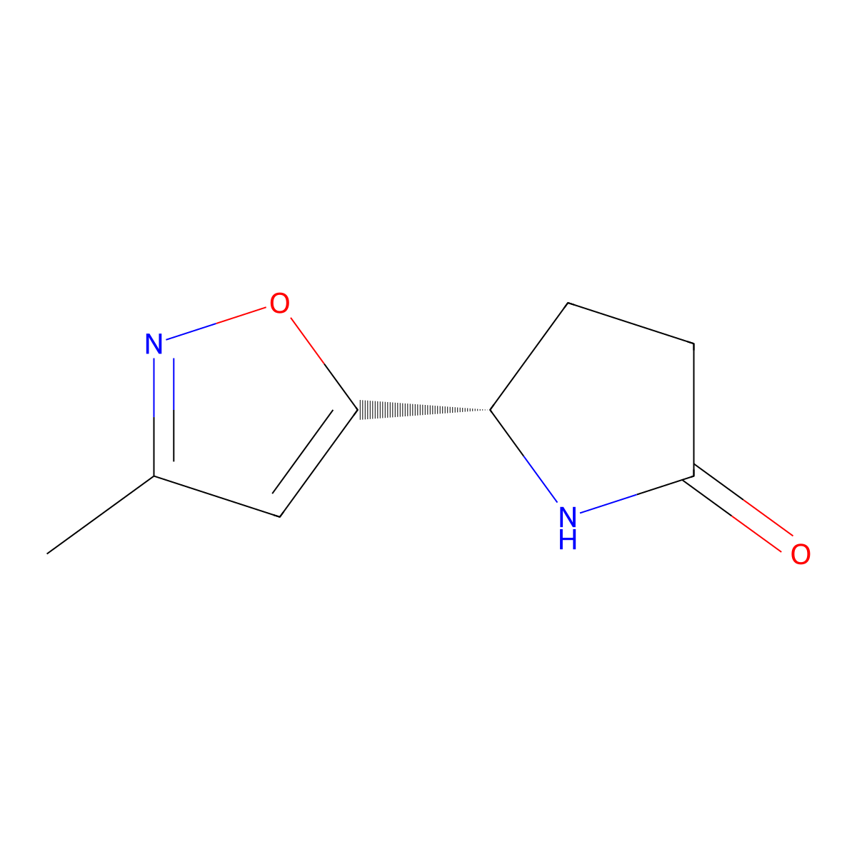 (5S)-5-(3-methyl-1,2-oxazol-5-yl)pyrrolidin-2-one molecular structure, CAS 163849-08-9