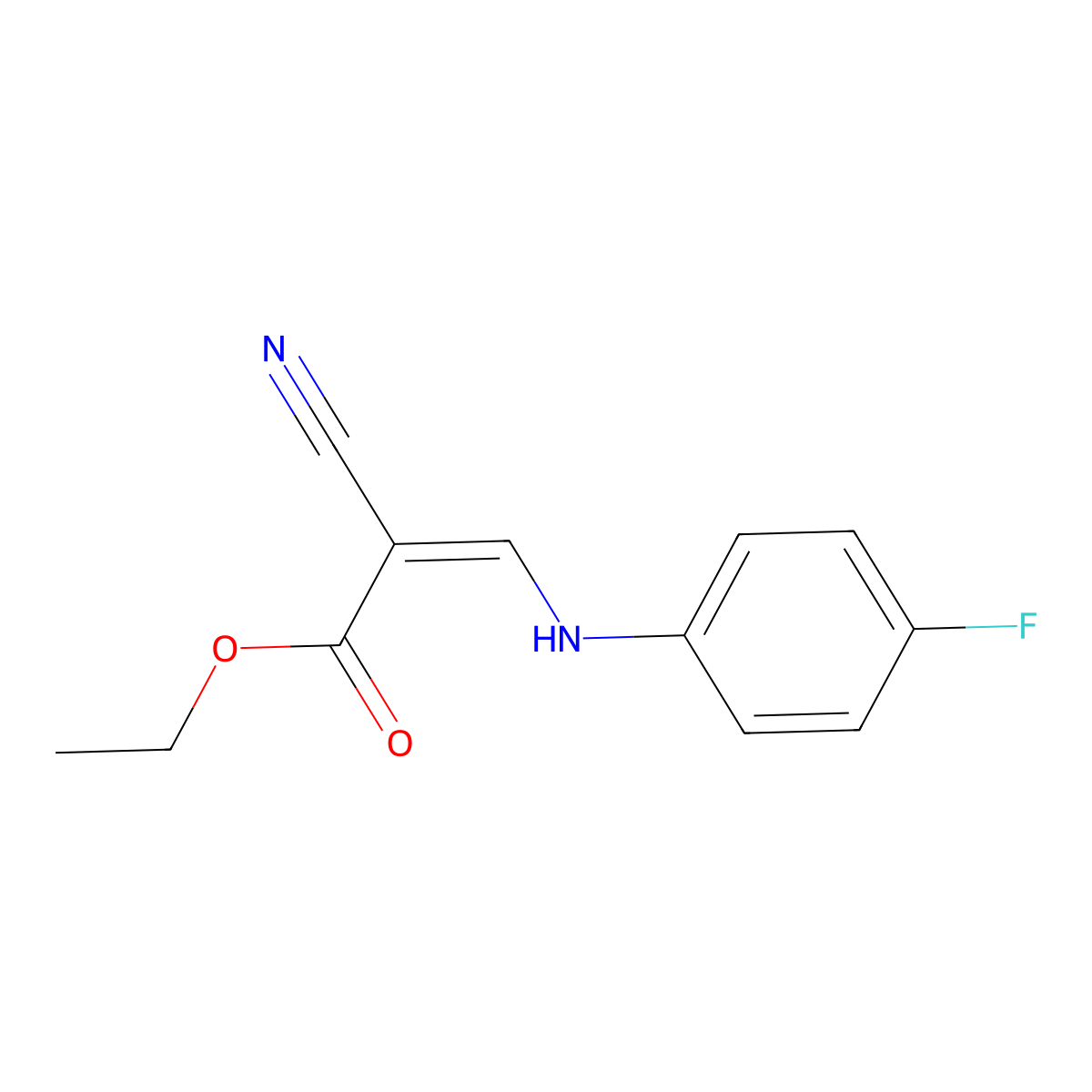 Ethyl 2-cyano-3-(4-fluoroanilino)acrylate molecular structure, CAS 1638499-93-0