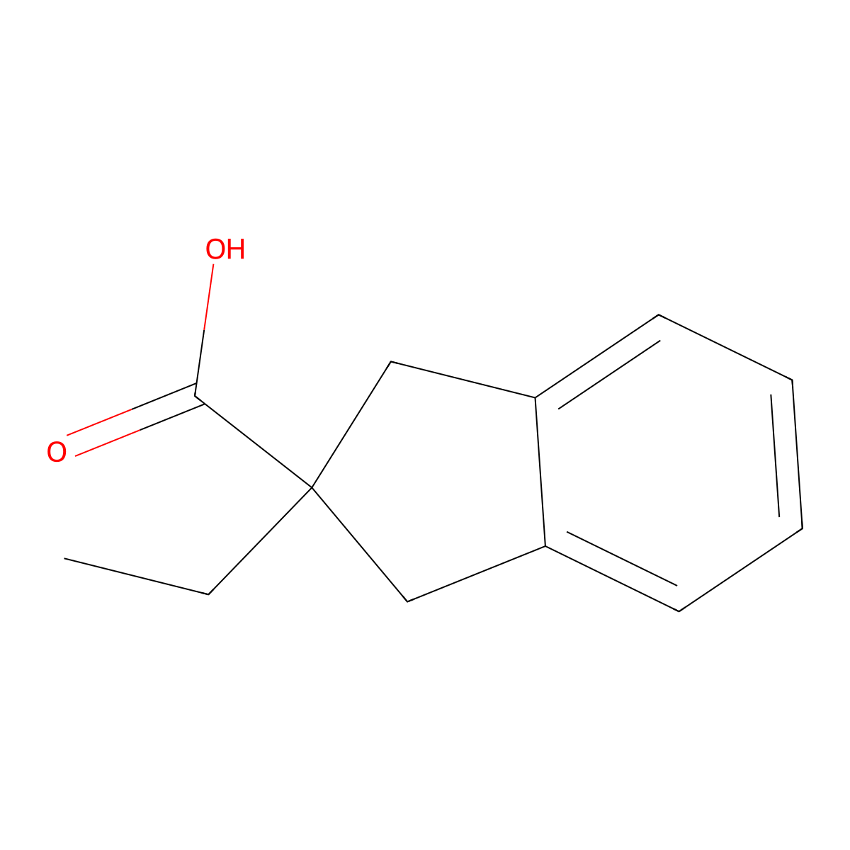 2-ethyl-2,3-dihydro-1H-indene-2-carboxylic acid molecular structure, CAS 163850-05-3