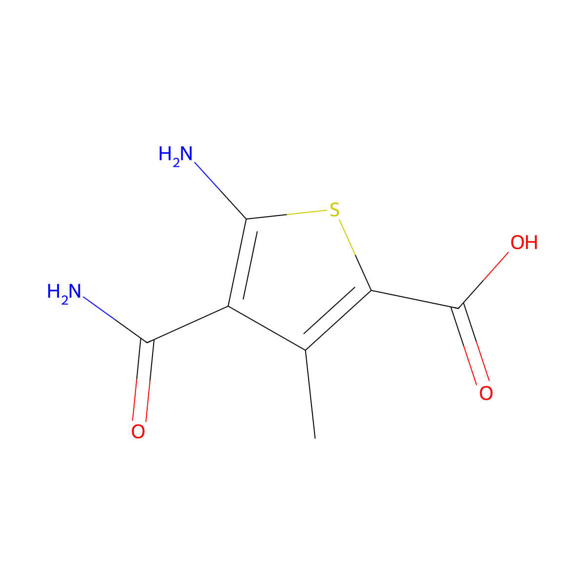 5-Amino-4-carbamoyl-3-methylthiophene-2-carboxylic acid molecular structure, CAS 1638511-27-9