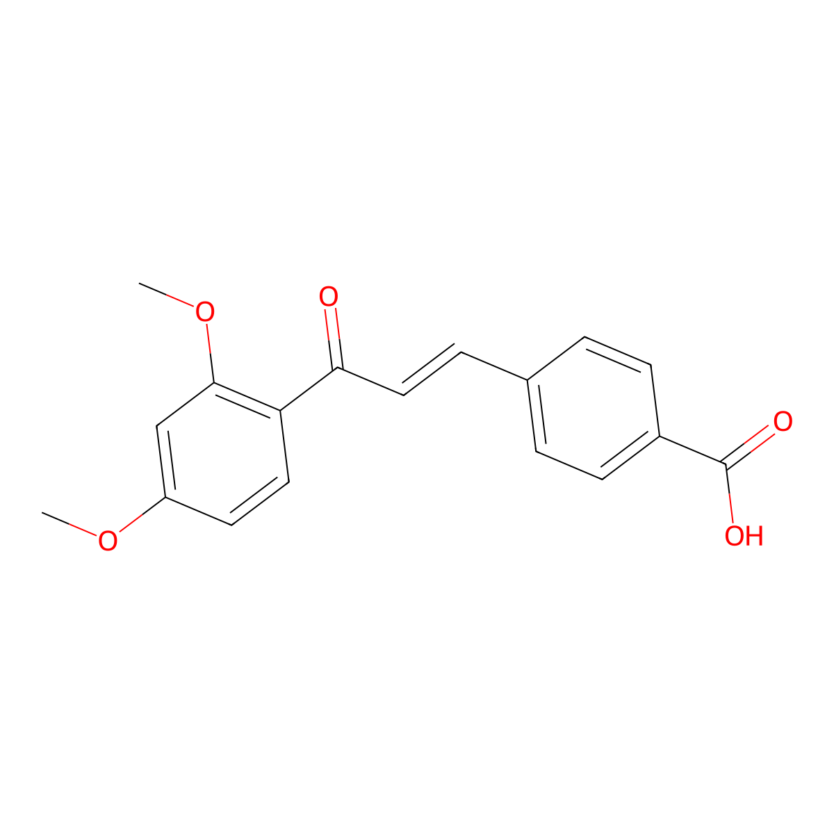 (E)-4-(3-(2,4-dimethoxyphenyl)-3-oxoprop-1-en-1-yl)benzoic acid molecular structure, CAS 1638521-29-5
