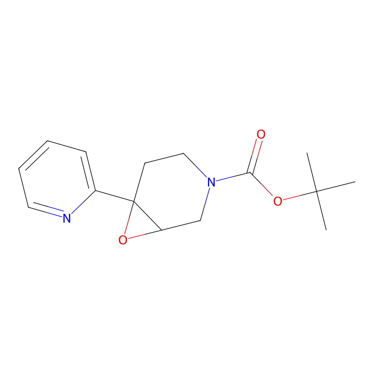 Tert-butyl 6-(pyridin-2-yl)-7-oxa-3-azabicyclo[4.1.0]heptane-3-carboxylate molecular structure, CAS 1638529-40-4
