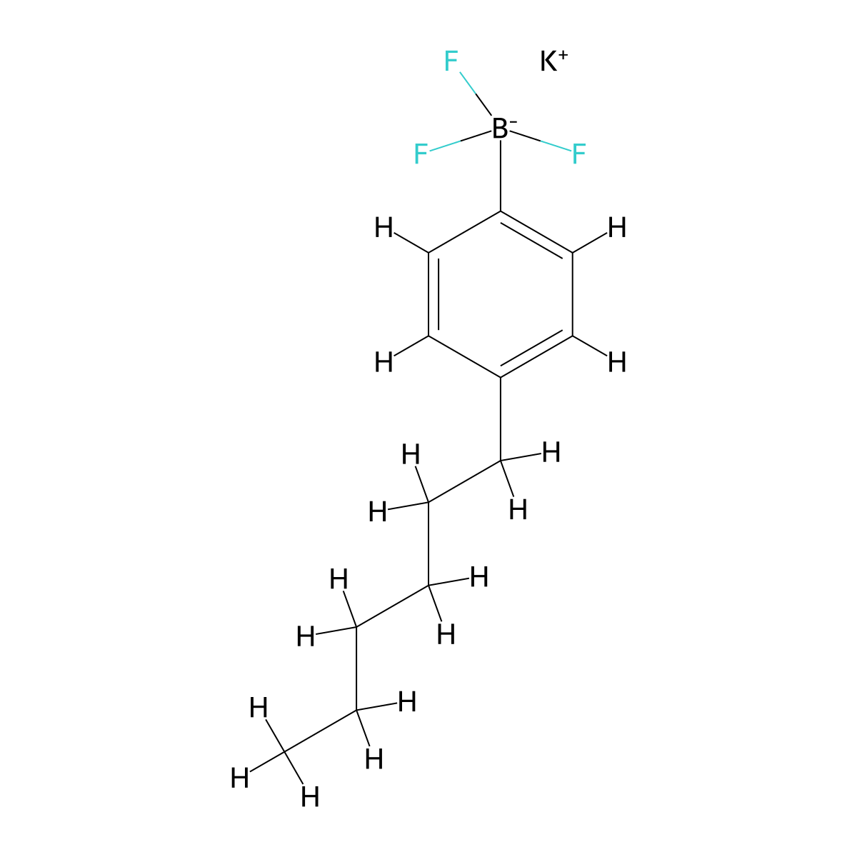 Potassium trifluoro(4-hexylphenyl)boranuide molecular structure, CAS 1638533-82-0