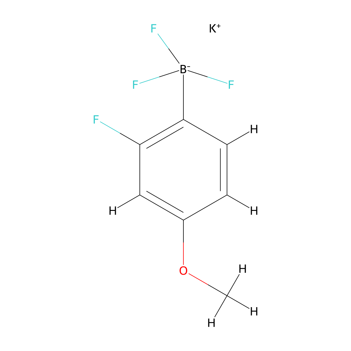 Potassium trifluoro(2-fluoro-4-methoxyphenyl)boranuide molecular structure, CAS 1638533-85-3