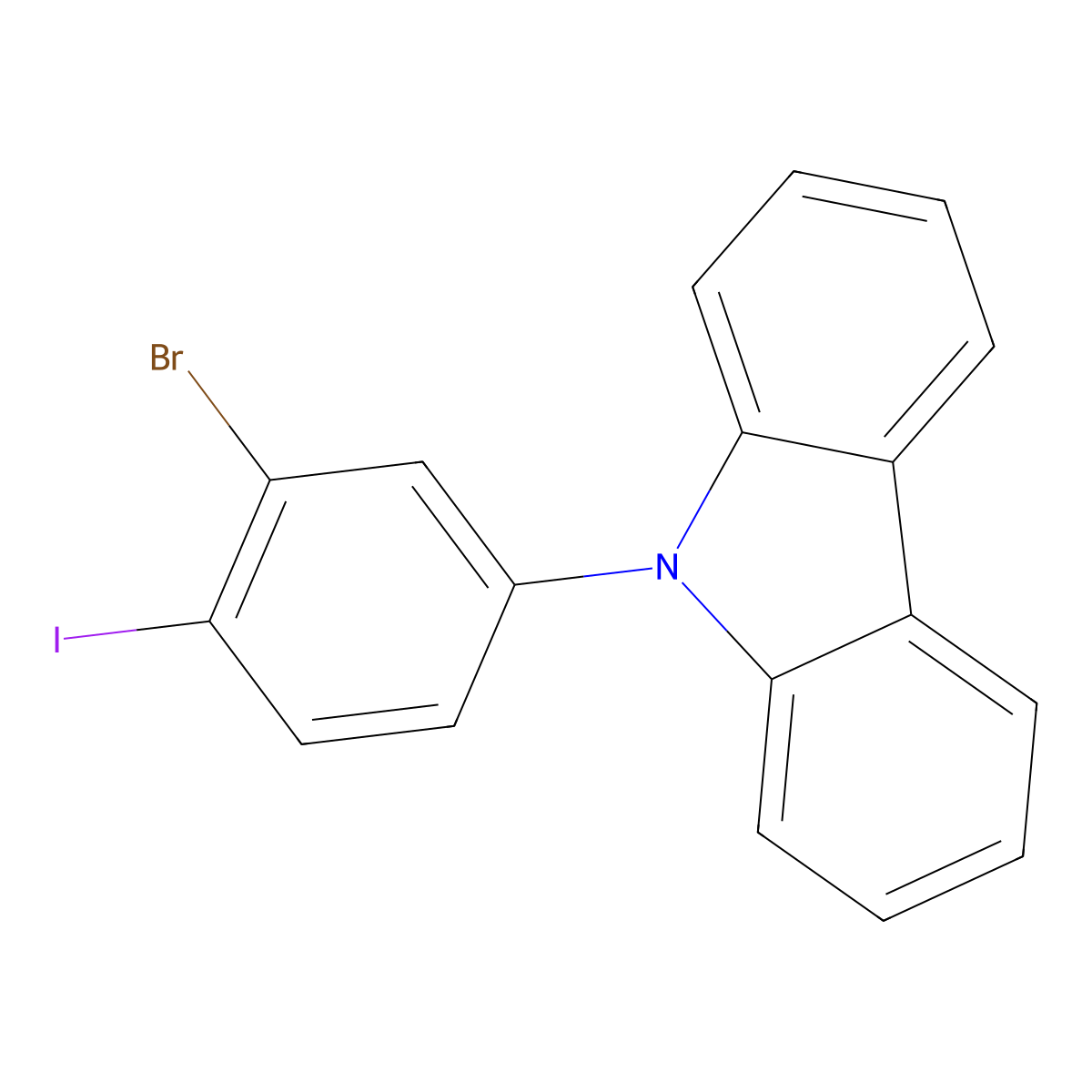 9-(3-Bromo-4-iodophenyl)-9H-carbazole molecular structure, CAS 1638533-90-0