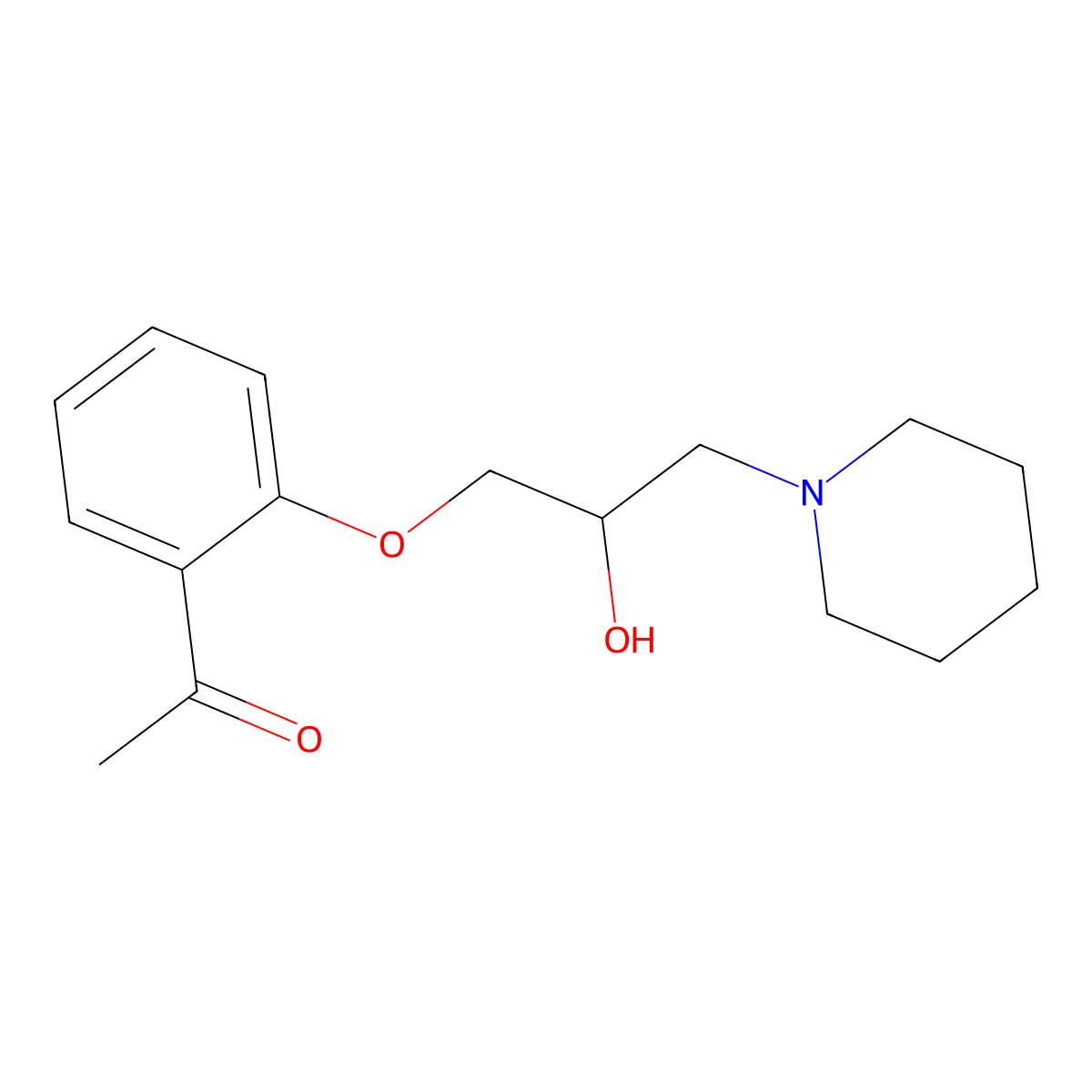 1-[2-(2-Hydroxy-3-piperidin-1-ylpropoxy)phenyl]ethanone molecular structure, CAS 163858-61-5