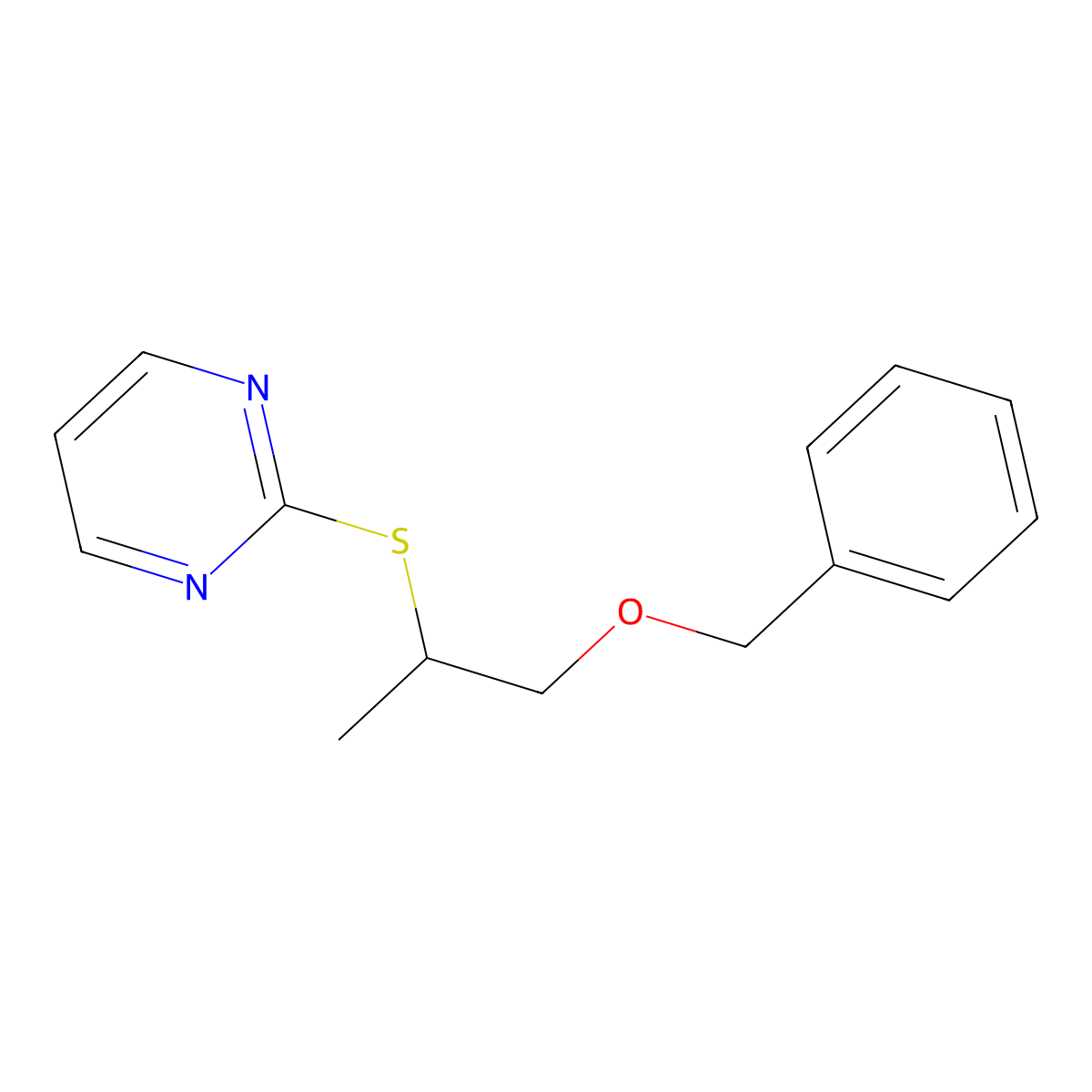 2-{[(2S)-1-(benzyloxy)propan-2-yl]sulfanyl}pyrimidine molecular structure, CAS 1638586-94-3