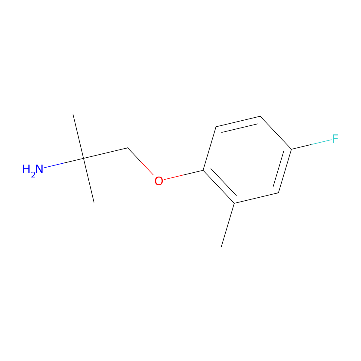 1-(4-Fluoro-2-methylphenoxy)-2-methylpropan-2-amine molecular structure, CAS 1638590-97-2