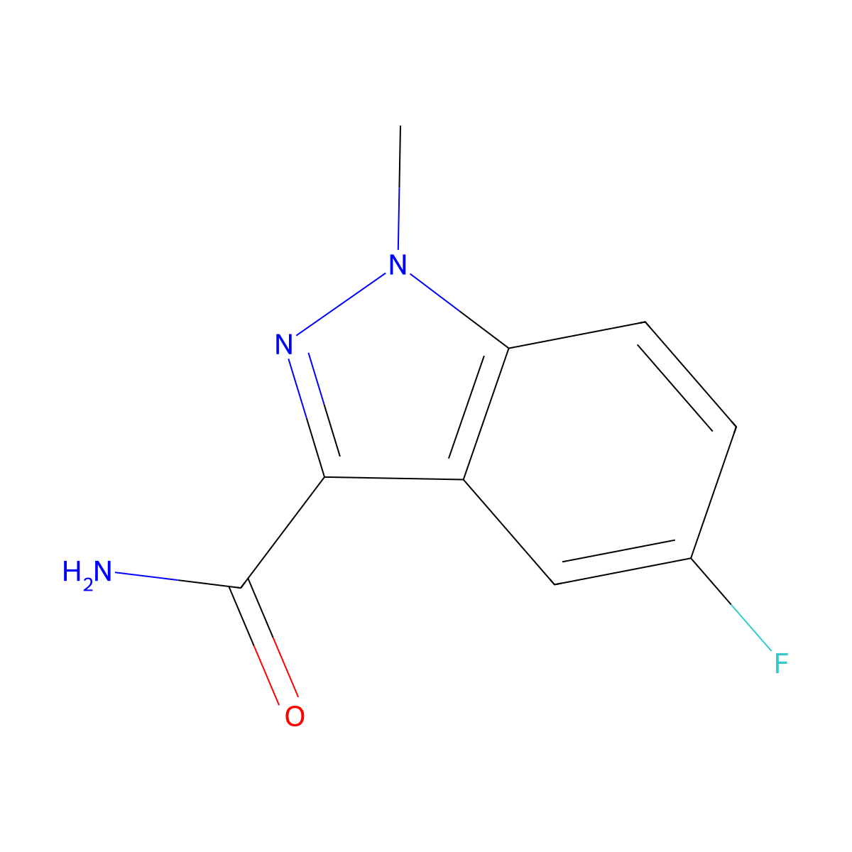 5-fluoro-1-methyl-1H-indazole-3-carboxamide molecular structure, CAS 1638591-44-2
