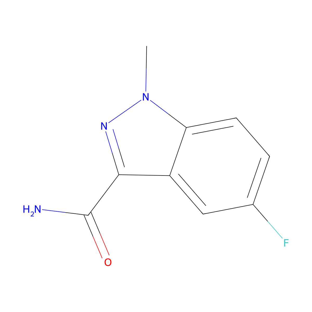 5-fluoro-1-methyl-1H-indazole-3-carboxamide molecular structure, CAS 1638591-44-2