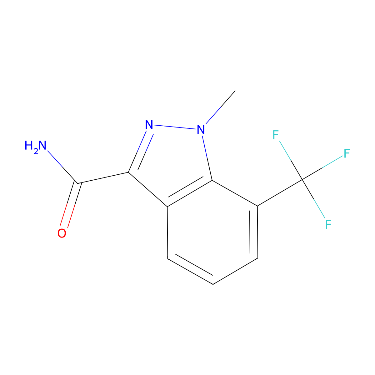 1-Methyl-7-(trifluoromethyl)-1H-indazole-3-carboxamide molecular structure, CAS 1638591-49-7