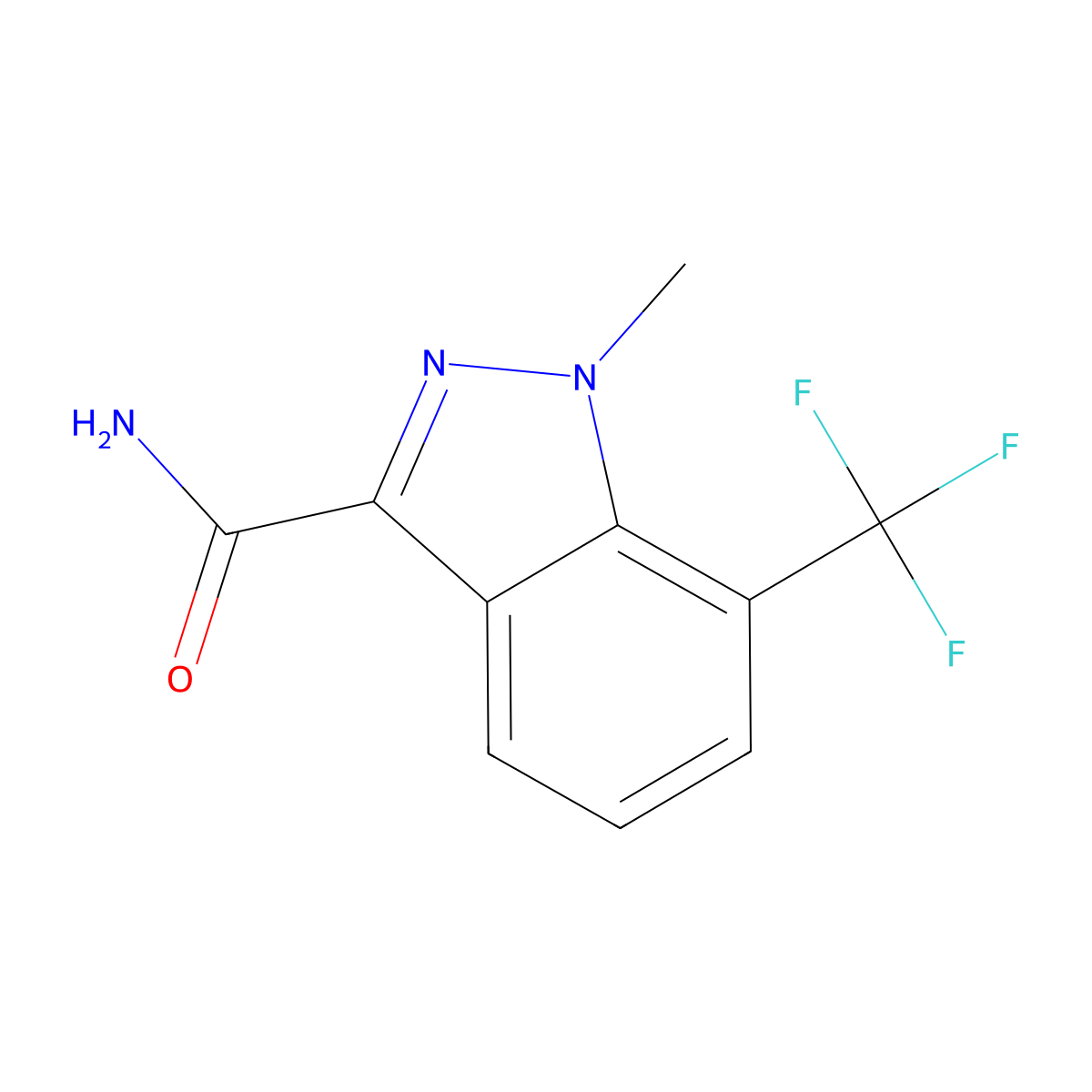 1-Methyl-7-(trifluoromethyl)-1H-indazole-3-carboxamide molecular structure, CAS 1638591-49-7