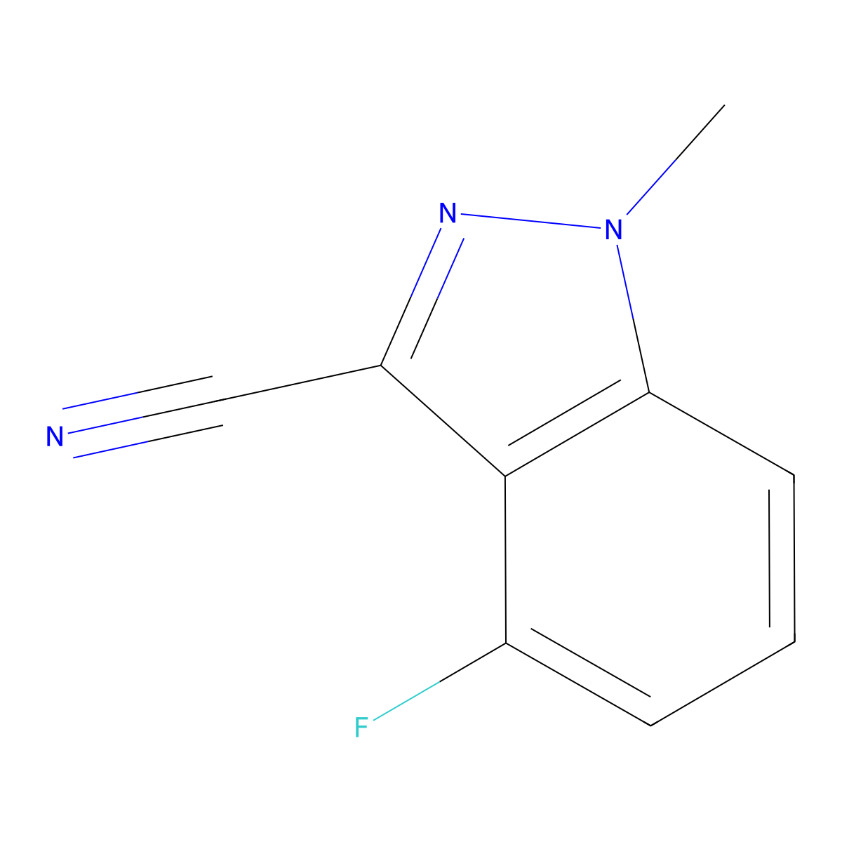 4-fluoro-1-methyl-1H-indazole-3-carbonitrile molecular structure, CAS 1638591-54-4
