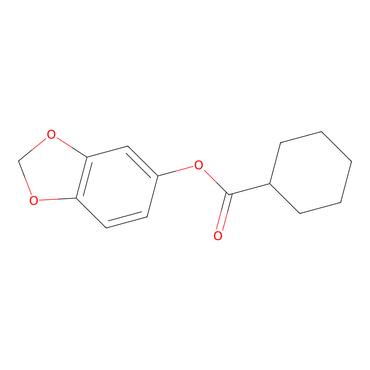 1,3-Benzodioxol-5-yl cyclohexanecarboxylate molecular structure, CAS 16386-45-1